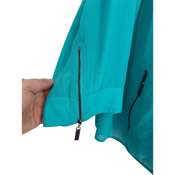 Catherines Womens Turquoise Lightweight Zip-Front Jacket Size 2X 22/24W - Picture 4 of 7